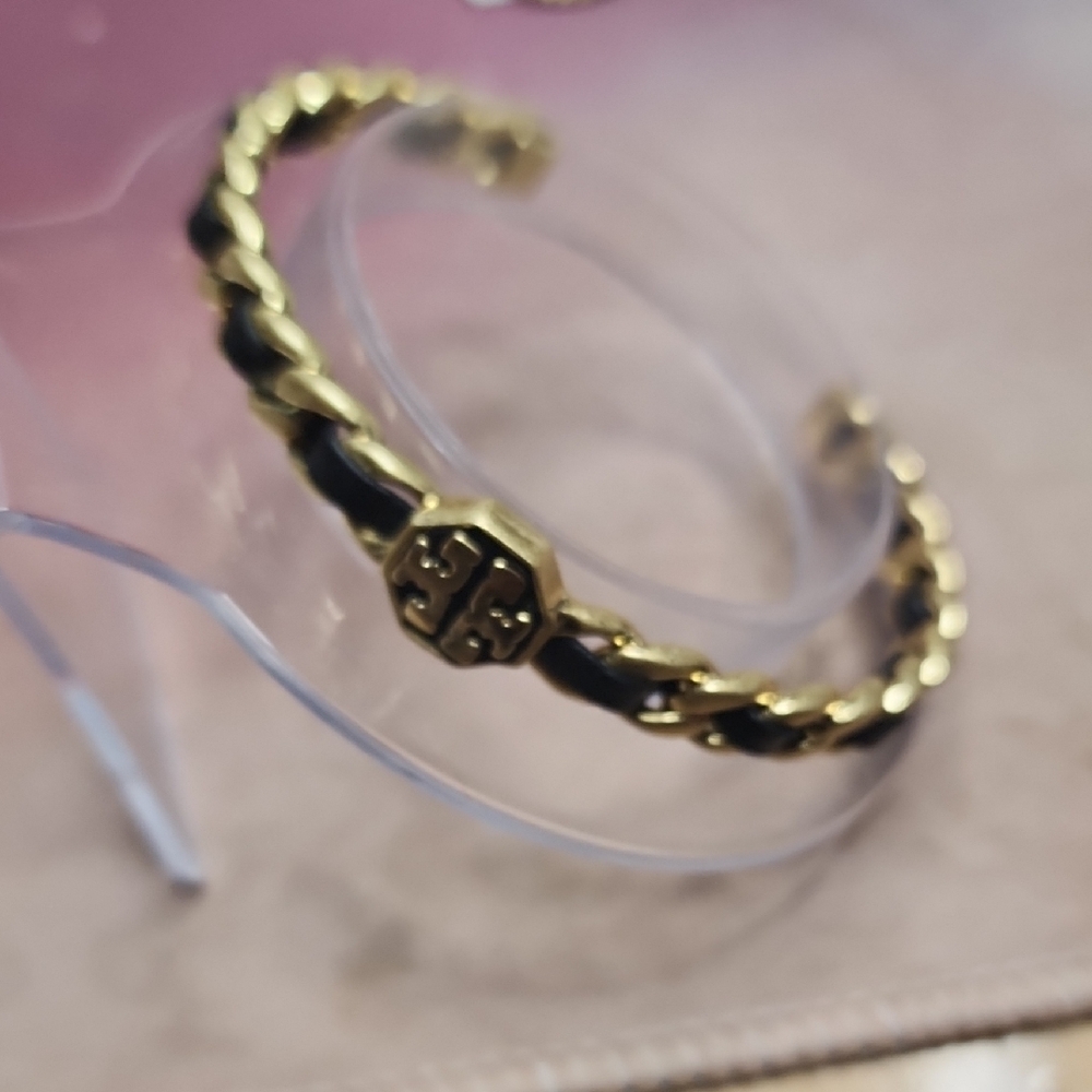 Tory Burch Gold and Black Braided Bracelet